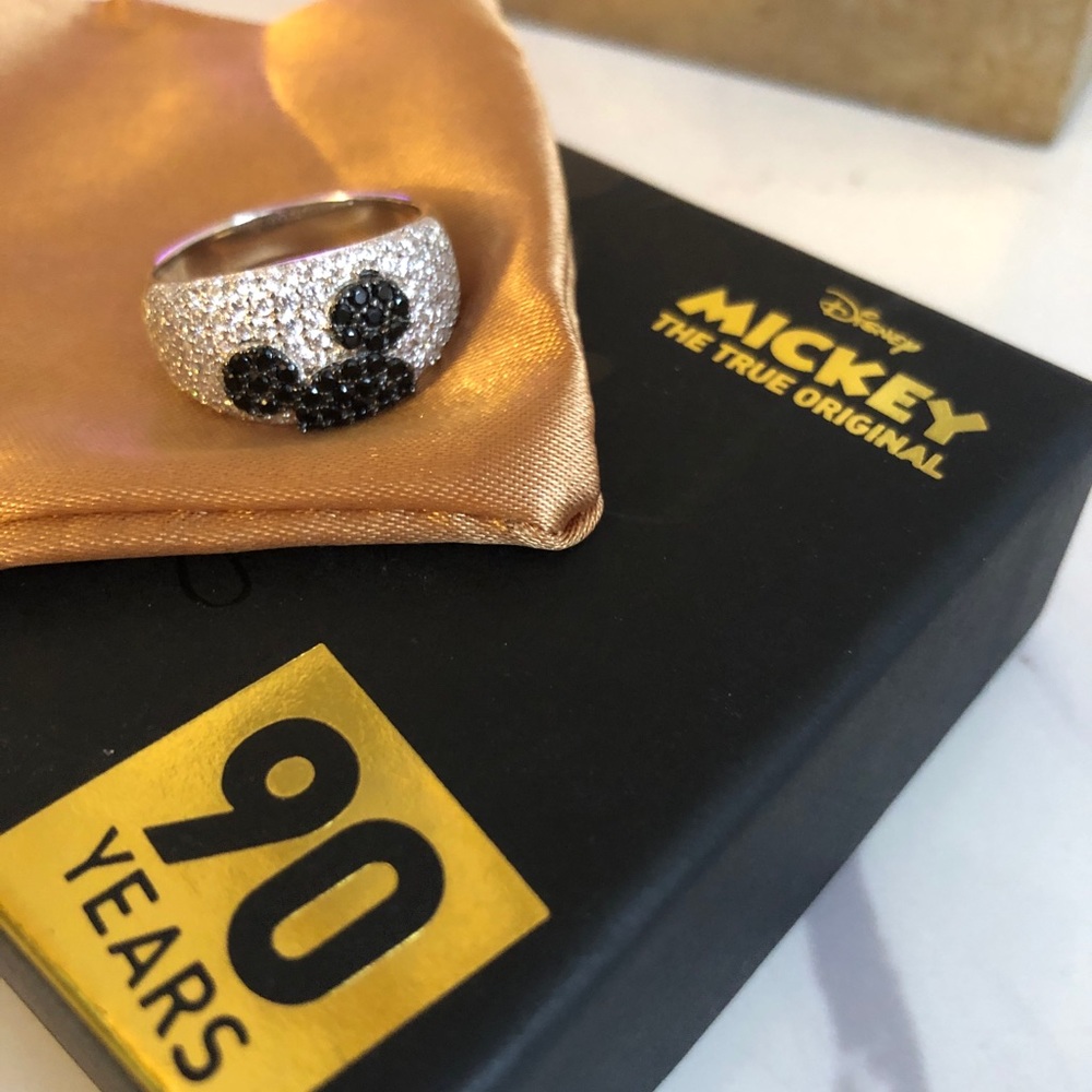 Disney Sterling Diamonique Black and White Ring